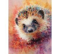 N.LANSHAN Diy Kit Manualidades Alfombra Animal Erizo De Acuarela Kits Para Alfombras Con Aguja De Pestillo，Kit De Ganchillo Para Principiantes，Juego De Tapiz Con Lienzo Impreso，Regalo 55x75cm