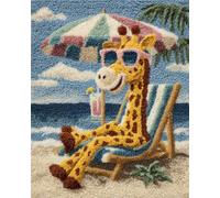 N.LANSHAN Diy Kit Manualidades Alfombra Jirafa En Una Silla De Playa Kit Para Hacer Alfombras Con Ganchillo Para Adultos Y Niños，Kits De Punto De Cruz，Tapices，Costura. 80x115cm