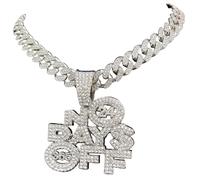 N-Made Beautifull Collar con colgante de cadena Hip Hop No Days Off Iced Out, colgantes helados para hombres y mujeres, cadena helada, collar con colgante de hip hop sin días de descanso, cadena