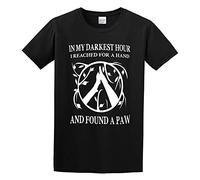 N MY Darkest Hour I REACHED FOR A Hand and Found A Paw Men's Cotton T-Shirt Black Shirt Top tee L