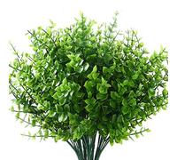 N/N HBree - 12 plantas artificiales de plástico para exteriores, hierba de trigo, arbustos verdes, arbustos de plástico para decoración de exteriores y hogares al aire libre, color verde