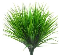 N/N HBree - 12 plantas artificiales de plástico para exteriores, hierba de trigo, arbustos verdes, resistentes a los rayos UV, plantas de exterior, artificiales, hogar, jardín (hierbas)