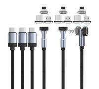 N. NETDOT 100W Cable Magnético,Carga Rápida y Transferencia de Datos para Teléfonos Micro-USB,USB-C Viene y i-Product - 1m / 3 Pack Black