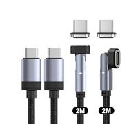 N. NETDOT 100W Cable Magnético,Carga Rápida y Transferencia de Datos para Teléfonos USB-C Viene - 2m / 2 Pack Black