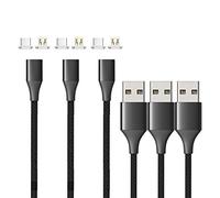 N. NETDOT 10th Generación Cable Magnético, Carga Rápida y Transferencia de Datos para Teléfonos Inteligentes Micro-USB & USB-C (1.5m/3 Pack Negro)