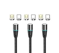 N. NETDOT 12th Generación Cable Magnético,Carga Rápida y Transferencia de Datos para Teléfonos Inteligentes Micro-USB,USB-C (2m/3 Pack Negro)
