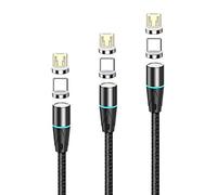 N. NETDOT 12th Generación Cable Magnético,Carga Rápida y Transferencia de Datos para Teléfonos Micro-USB,USB-C Viene con 2 Conectores Cada Cable(3 Pack Negro,1m/1.5m/2m)