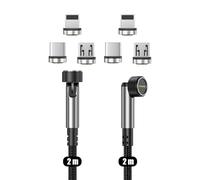 N. NETDOT Cable Magnético,3in1 Gen12 Carga Rápida y Transferencia de Datos para Teléfonos Micro-USB,USB-C Viene y i-Product - 2m / 2 Pack Black