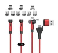N. NETDOT Cable Magnético,6in1 Gen12 Carga Rápida y Transferencia de Datos para Teléfonos Micro-USB,USB-C Viene y i-Product - 1m / 3 Pack Rojo
