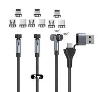 N. NETDOT Cable Magnético,6in1 Gen12 Carga Rápida y Transferencia de Datos para Teléfonos Micro-USB,USB-C Viene y i-Product - 2m / 3 Pack Black