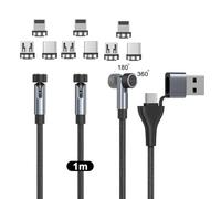 N. NETDOT Cable Magnético,6in1 Gen12 Carga Rápida y Transferencia de Datos para Teléfonos Micro-USB,USB-C Viene y i-Product - 1m / 3 Pack Black