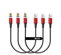 N. NETDOT Gen10 Cable Magnético, Carga Rápida y Transferencia de Datos para Teléfonos Inteligentes Micro-USB (0.3m/3 Pack Rojo)