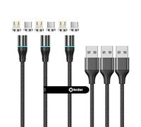 N. NETDOT Gen12 Cable Magnético, Carga Rápida y Transferencia de Datos para Teléfonos Inteligentes Micro-USB & USB-C (1m/3 Pack Negro)