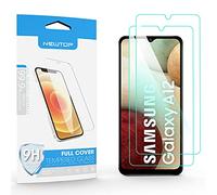 N NEWTOP Protector de pantalla compatible con Samsung Galaxy A12, GLASS FILM 0,3 mm 9H vidrio templado protector de pantalla anti-golpes (2 unidades)