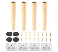 N/S - Juego de 4 Patas de Muebles de Madera - Patas de Mesa de Repuesto de Roble - Patas de sofá con Placas de Montaje y Tornillos - para sofá, Cama, Armario, Silla (Patas Rectas 20 cm), (Nein)