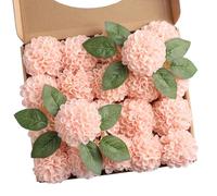 N&T NIETING 20 flores artificiales de dalia con hojas y tallos, flores artificiales de espuma para bodas, ramos de flores, centros de mesa, decoración del hogar