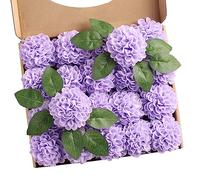 N&T NIETING 20 flores artificiales de dalia falsas con hojas y tallos, flores de dalia de espuma para ramos de boda, centros de mesa florales, arreglos, decoración del hogar, fiesta de ducha, color