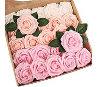 N&T NIETING 25 Piezas Flores Rosas Artificiales Espuma Rosa Falsa con Tallos para Manualidades, Ramos de Novia, centros de Mesa, Despedidas de Soltera y Decoración del Hogar