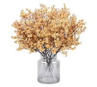 N&T NIETING Flores artificiales, 12 unidades de gypsophila artificiales, para manualidades, bodas, fiestas, mesas, arreglos florales, decoración del hogar (dorado)