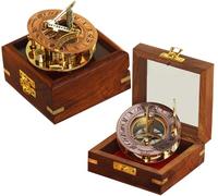 N W E S F.L. West Tubaz Be Strong X I II III IV V VI VII VIII To my Son IV V VI VII VIII IX X XI II Bronce antiguo hecho a mano Sundial Compass Nautical Vintage Replica Sundial with Wooden Box.