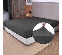 N&Y HOME Sábana Bajera Ajustable tamaño King, Tejido elástico en 4 direcciones, Ajuste cómodo, sin Arrugas y se Mantiene en su Lugar, no más deslizamientos para el colchón, Suave y cómoda, Color Gris
