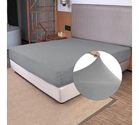 N&Y HOME Sábana Bajera Ajustable tamaño King, Tejido elástico en 4 direcciones, Ajuste cómodo, sin Arrugas y se Mantiene en su Lugar, no más deslizamientos para el colchón, Suave y cómoda, Color Gris