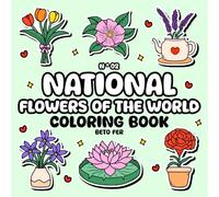 Nº02 National Flowers of the World Coloring Book: 50 Educational and Relaxing Hand-Drawn Floral Designs Featuring Big, Cute, and Simple Illustrations (Bold & Easy World Coloring)