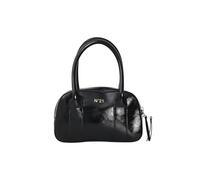 N21 Bolso de mano negro para mujer fabricado en tejido recubierto martillado con logotipo N°21 UNI, Negro , Borsa mini a mano 13,5x22x6 cm autunno inverno