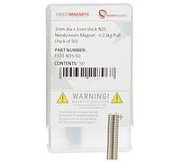 N35 Magnet de Neodimio Para Artes, Manualidades, Fabricación de Modelos, Bricolaje, Pasatiempos Y Empaquetado - 3mm Dia x 1mm de Espesor - 0.13kg - Paquete de 50