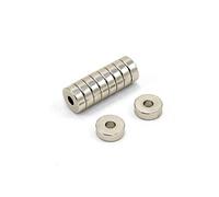 N42 Imanes de Neodimio Para Electrodomésticos Cotidianos Como Aspiradoras, Motores, Generadores Y Ejes de Rotor - 12mm O.D. x 4mm I.D. 4mm de Espesor - 2,5kg de Tirón - Paquete de 10