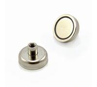 N42 Magnet de Bote de Neodimio Para Bricolaje, Ingeniería, Fabricación, Colgación Y Aplicaciones de Sostenimiento - 25mm de Diámetro x 16mm de Alto x M5 Hilo - 20kg - Paquete de 10