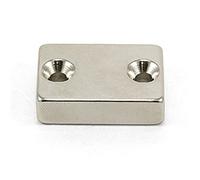 N42 Magnet de Neodimio Para Fijaciones de Muebles, Obras de Arte Colgantes Y Mantenimiento de Puertas Y Cajones Cerrados - 30mm x 21mm x 8mm Con 2X 4.2mm C/Agujeros Hundidos - 17.1kg - Sur