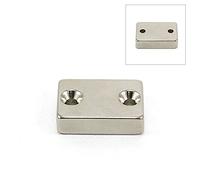 N42 Magnet de Neodimio Para Fijaciones de Muebles, Obras de Arte Colgantes Y Mantenimiento de Puertas Y Cajones Cerrados - 30mm x 21mm x 8mm Con 2X 4.2mm C/Agujeros Hundidos - 17.1kg - Norte