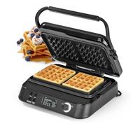 N8WERK Plancha de gofres Premium en la Edición Medianoche | 1600 W | 5 programas | 7 niveles de dorado | Temporizador de cuenta atrás | Placas de calentamiento extra profundas para gofres aireados
