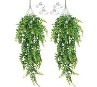 NA Allazone Planta Colgante Artificial Decoracion Hiedra Artificial Boston Helecho Planta Artificiales Plantas Colgantes para Decoraciones de Tanques de Dragones Barbudos, Decoración (Verde 2 Pz)