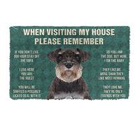 NA Felpudo Entrada casa felpudos Originales Alfombra por Favor, Recuerda Las Reglas estándar de la casa de Perros Schnauzer Felpudo Regalos Decoracion Hogar