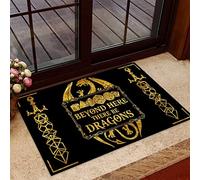 NA Felpudo Entrada casa Más allá de aquí Hay Dragones, Juego de rol de Mesa, Felpudo de Bienvenida, decoración del hogar, Felpudo Divertido, Idea de Regalo Regalos Decoracion Hogar