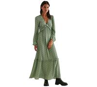 NA-KD Vestido Casual Largo con Volantes y Mangas Globo para Mujer, Flor Verde, Talla 46, Flor Verde, 38
