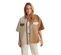 NA-KD Mujer Oversized Short Sleeve Pu Shirt, Multicolor, EU 38