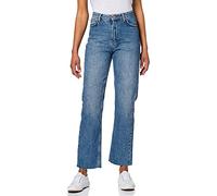 NA-KD Straight High Waist Raw Hem Jeans Jeans Mujer, Azul (Mid Blue), 48 EU