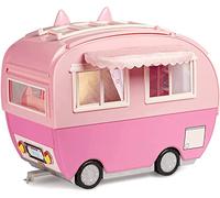 Na! Na! Na! Surprise Caravana Kitty-Cat - Caravana rosa con orejas y cola de gato - 7 áreas de juego que incluyen cocina completa, hamaca y accesorios, coche de juguete para muñecas y más