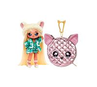 Na Na Na Surprise Muñeca de Moda 2 en 1 y Bolso metálico Serie Glam - Coleccionable - Muñeca Rubia con Vestido Verde y Gorra con Orejas y Bolso en Forma de Chihuahua - Victoria Grand