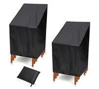 NA - Paquete de 2 Fundas para sillas de jardín para Exteriores, Respaldo Alto, Resistentes al Agua, Anti-UV, Nieve, Polvo, Viento, a Prueba de desgarros, antidecoloración, Color Negro (47 x 25 x 27.5