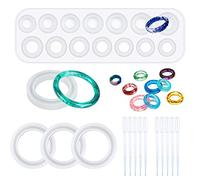 NA Woohome - 15 moldes de silicona para joyas, resina y manualidades, incluyendo anillo para pulsera, colgante de resina y molde de fundición