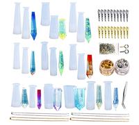 NA Woohome 46 Pz Molde Silicona Resina, 18 Pz Colgante Moldes Resina Epoxi Moldes de Joyería, Titulares de Joyas, Copos de Lámina de Oro, Cadena para Hacer Colgantes y Pendientes de Collar