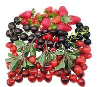 NA Woohome 50 Pz Frutas Artificiales, Frutas de Cerezas Artificiales Fresa Simulación Frutas Artificiales Decorativas para Decoración de Fiesta, Hogar, Cocina, Fotografía, Accesorio