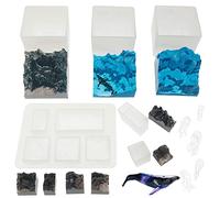 NA Woohome 6 Pz Molde de Resina, Moldes Resina Epoxi de Montaña Silicona Moldes de Resina y 6 Pz Relleno de Molde de Resina de Medusa Ballena para Manualidades de Resina