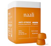 Naali Gummies Anti Estrés Azafrán Vitaminas B3 B6 B9 B12 - 60 Gomas - Fatiga, Apoyo al estado de ánimo, Energía Mental - Sin Azúcar, Sabor Mango - Complemento Bienestar, Equilibrio Interior