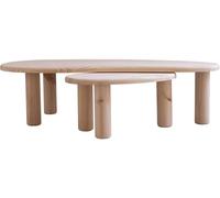 Naan Furniture 2 mesas apilables de madera maciza con forma ovalada barnizado