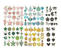 Naapesi 100 Piezas Dijes para Hacer Joyas, Colgantes Charms para Manualidades, Charm Colgante Esmalte, para Collares, Pulseras, Pendientes (A)